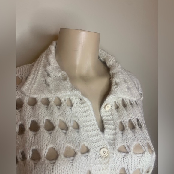 White Knit Button-Up Cardigan - Picture 2 of 6
